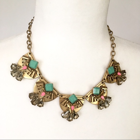 Stella & Dot Jewelry - Stella & Dot Devina Art Deco Pink/Green Necklace